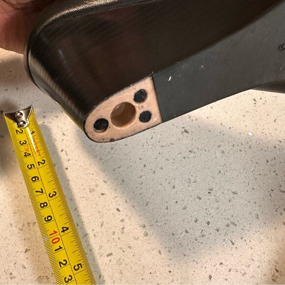 Tory Burch Black Leather Wedge Peep Toe Pumps Shoes Size 9 Missing heel cap - Picture 4 of 13